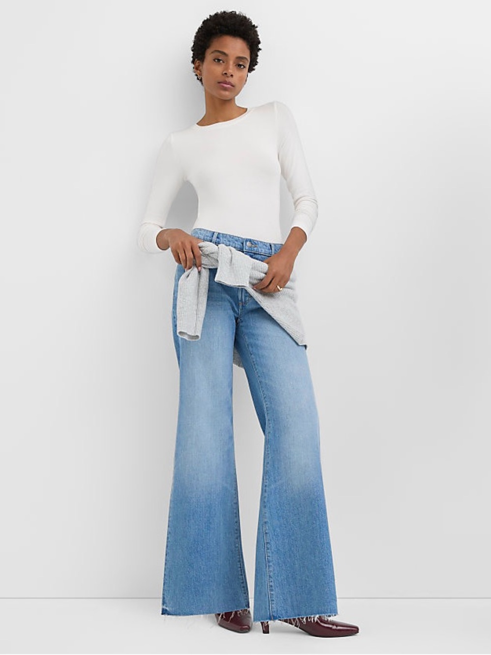 LOFT White Long Sleeve Crew Neck Tee